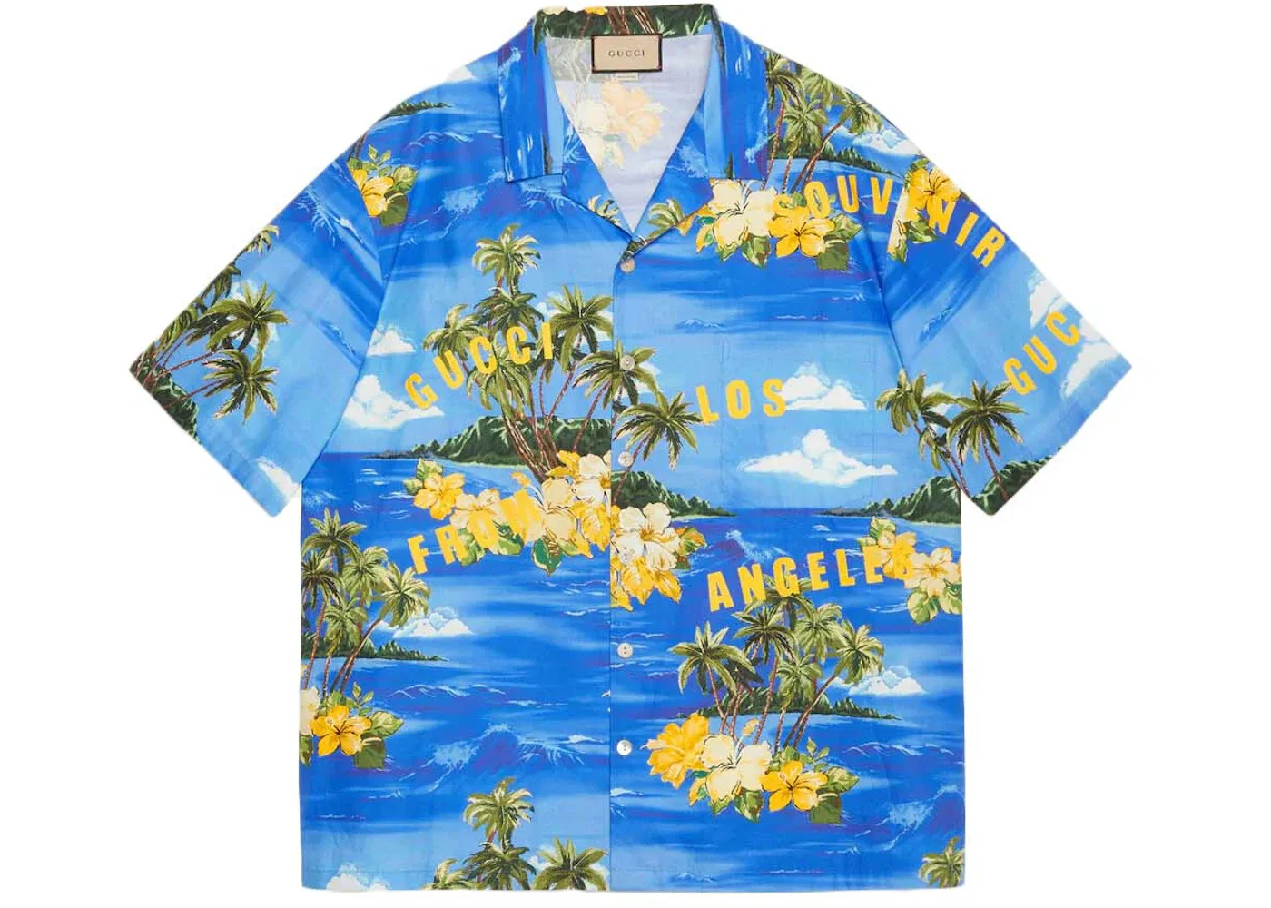 Мужская рубашка с принтом Shirt Gucci, Blue/Green/Yellow
