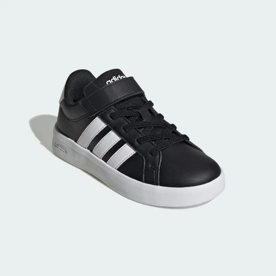 Детские спортивные кроссовки с эластичными шнурками Grand Court 3.0 adidas, Черно-белый — фото 3