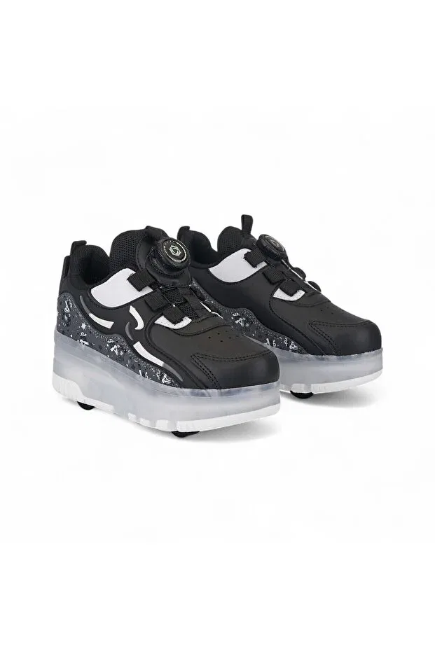 Детские кроссовки для девочек с подсветкой Nisanur Shoes, Black — фото 4