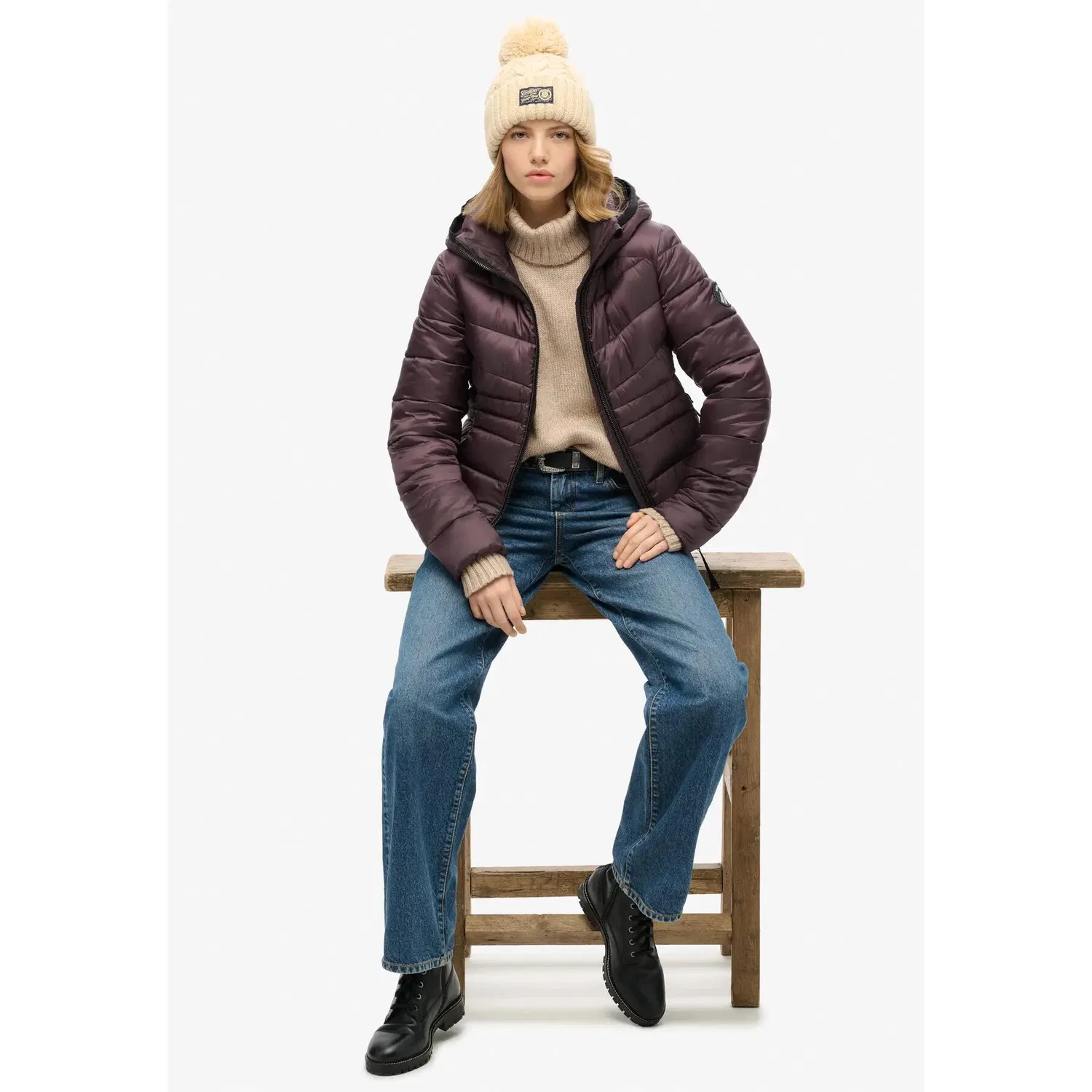 Женская стеганая куртка пуховая Superdry Fuji Quilt, Rot — фото 2