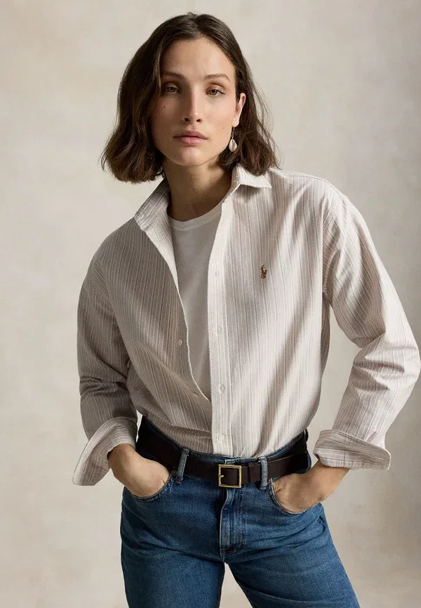 Рубашка хлопковая Relaxed Fit Cotton Oxford Shirt, Polo Ralph Lauren, purple-green, зеленый