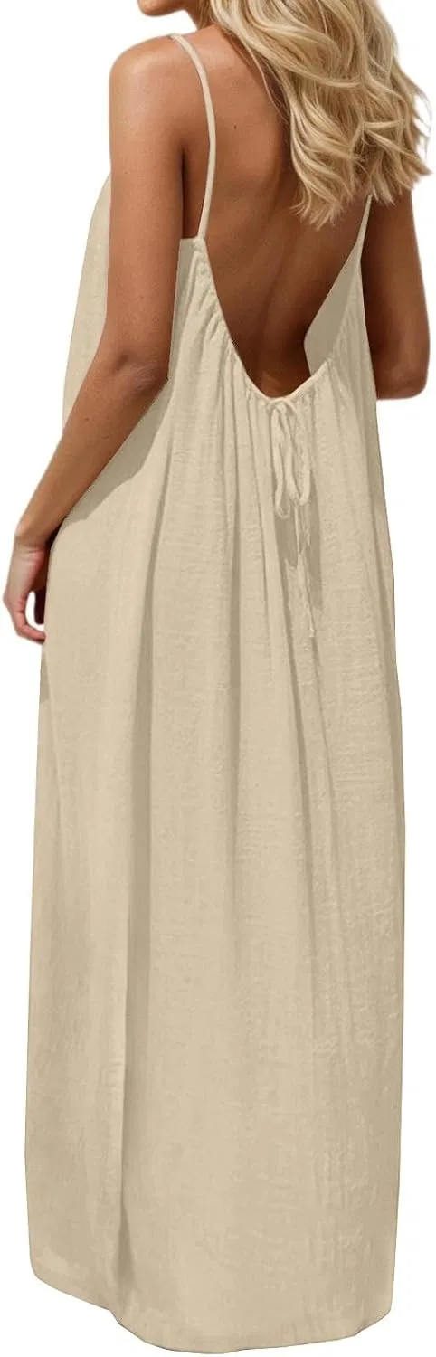 Женское летнее платье без спины на бретелях, Light Yellow