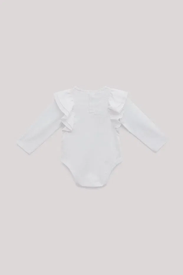 Детское боди для девочек с длинным рукавом Gb Baby, White — фото 2