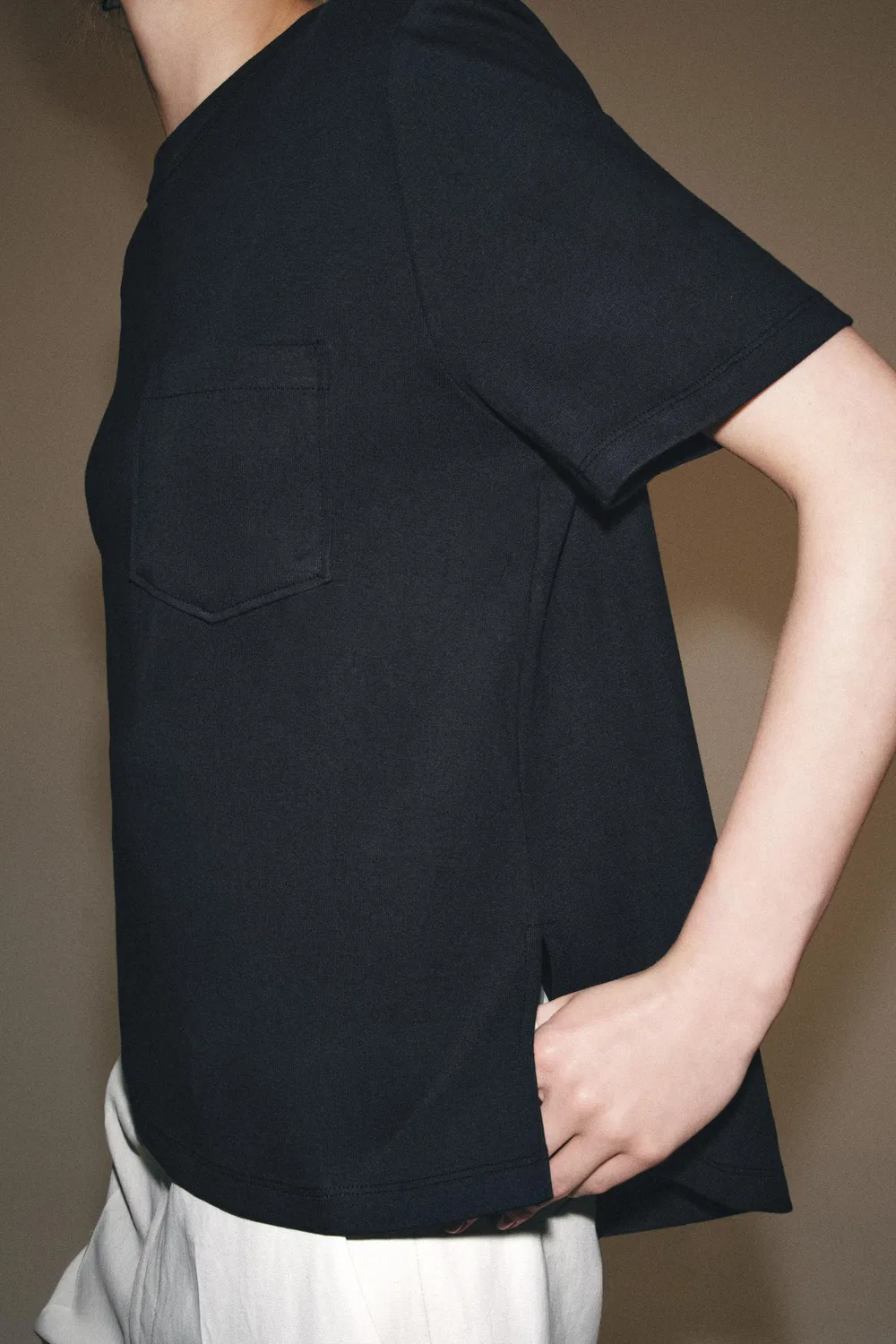 Футболка с карманом из ткани интерлок ZARA, Dark anthracite — фото 4