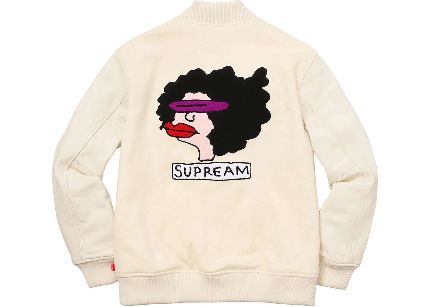 Мужская куртка-бомбер с принтом Supreme Gonz Ramm Varsity Jacket Off White, Off White — фото 3