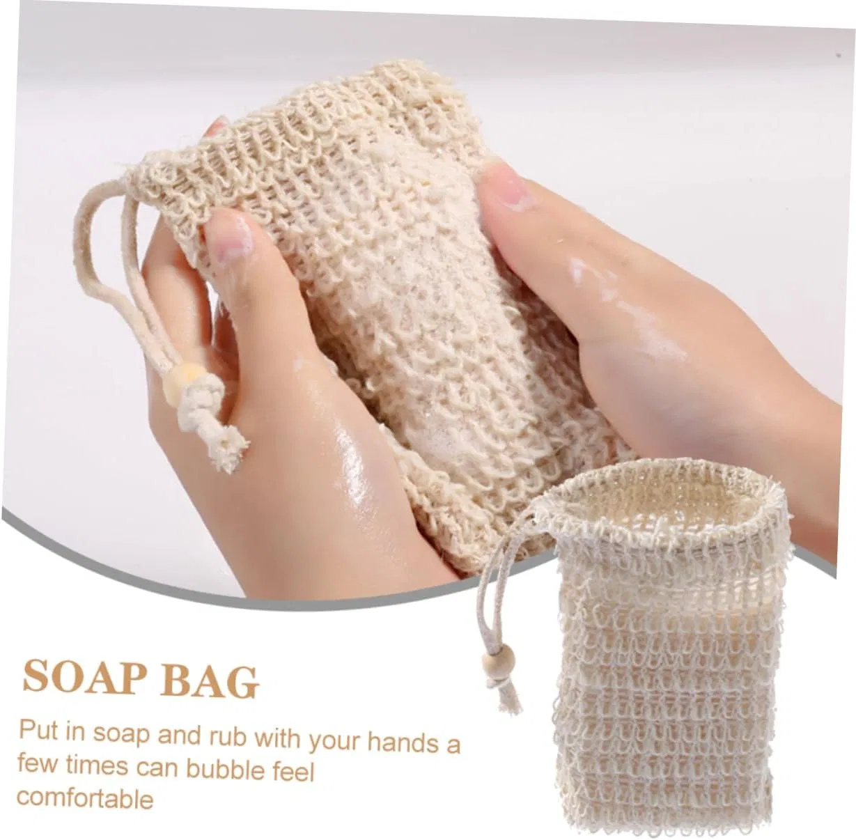 Сетчатые мешочки для мыла POPETPOP, 18 шт, 14x9x0.2 см, Beige — фото 2