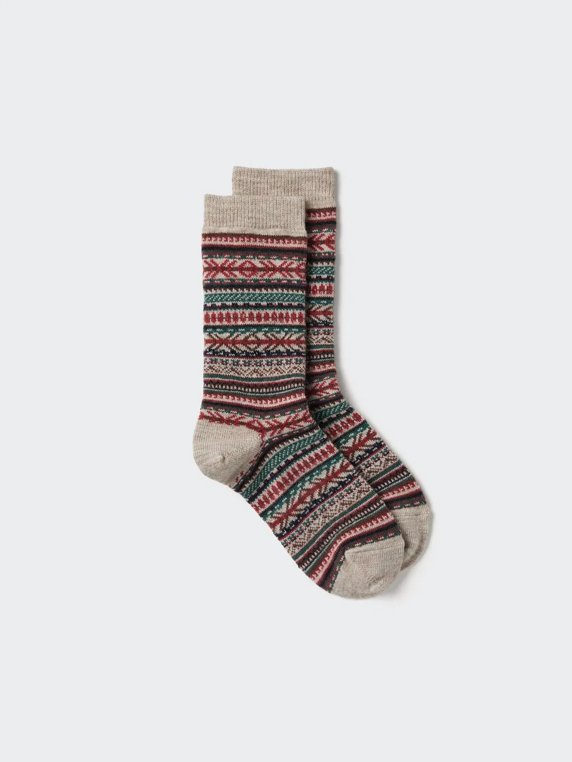 Носки Uniqlo Heattech Fairisle, терморегулирующие, бежевый