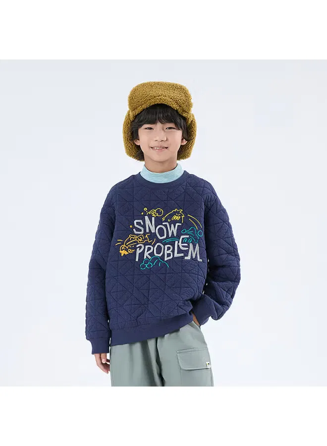 Свитшот утепленный с длинным рукавом 25 autumn winter new kids two-in-one Mipo, темно-синий