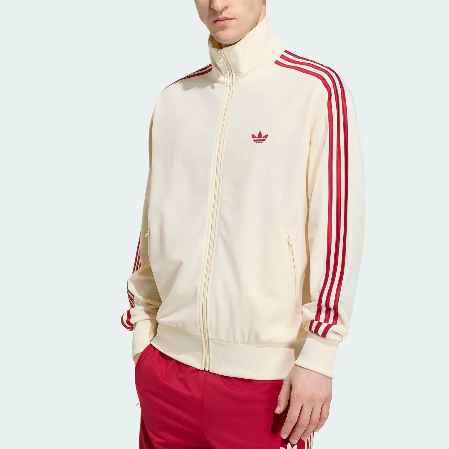 Мужская куртка с воротником-стойкой Firebird Adidas Originals, Warm Vanilla/Victory Red — фото 4