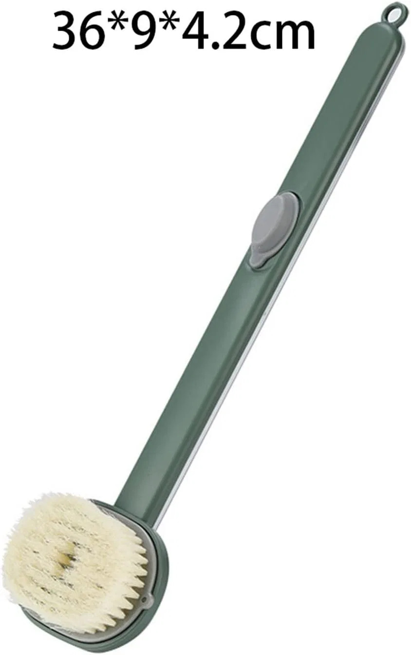 Душ-щетка для тела с длинной ручкой, силиконовая, ETUELNOPT, Green — фото 2