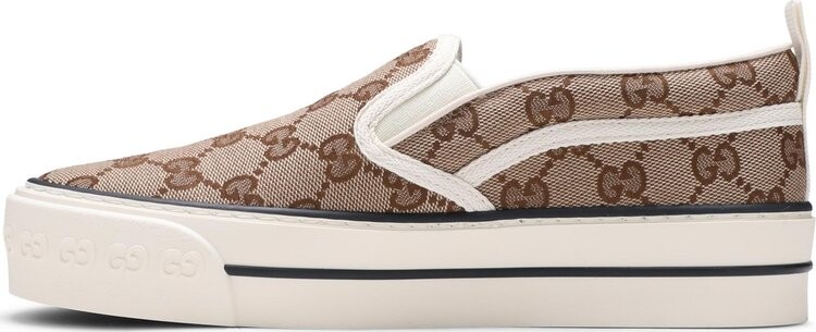 Кроссовки Gucci Wmns Tennis 1977 Slip-On Beige Ebony, бежевый — фото 4