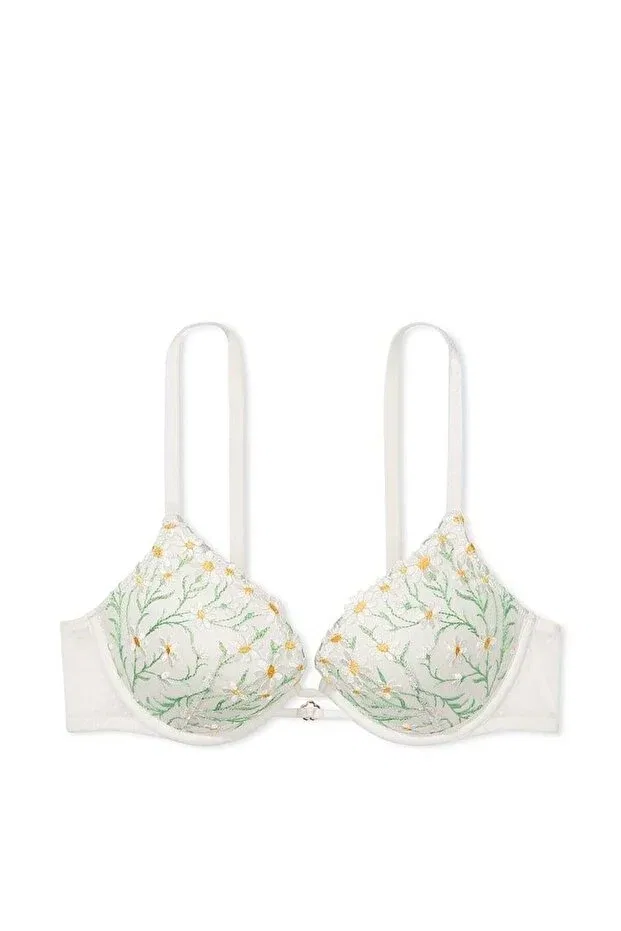 Женский бюстгальтер с принтом Daisy Embroidered Push-Up Bra Victoria'S Secret, White Daisies — фото 4