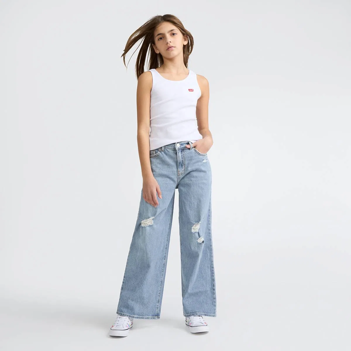 Свободные джинсы с высокой посадкой для девочек 7-16 лет Levi's, Happy Camper - Light Wash