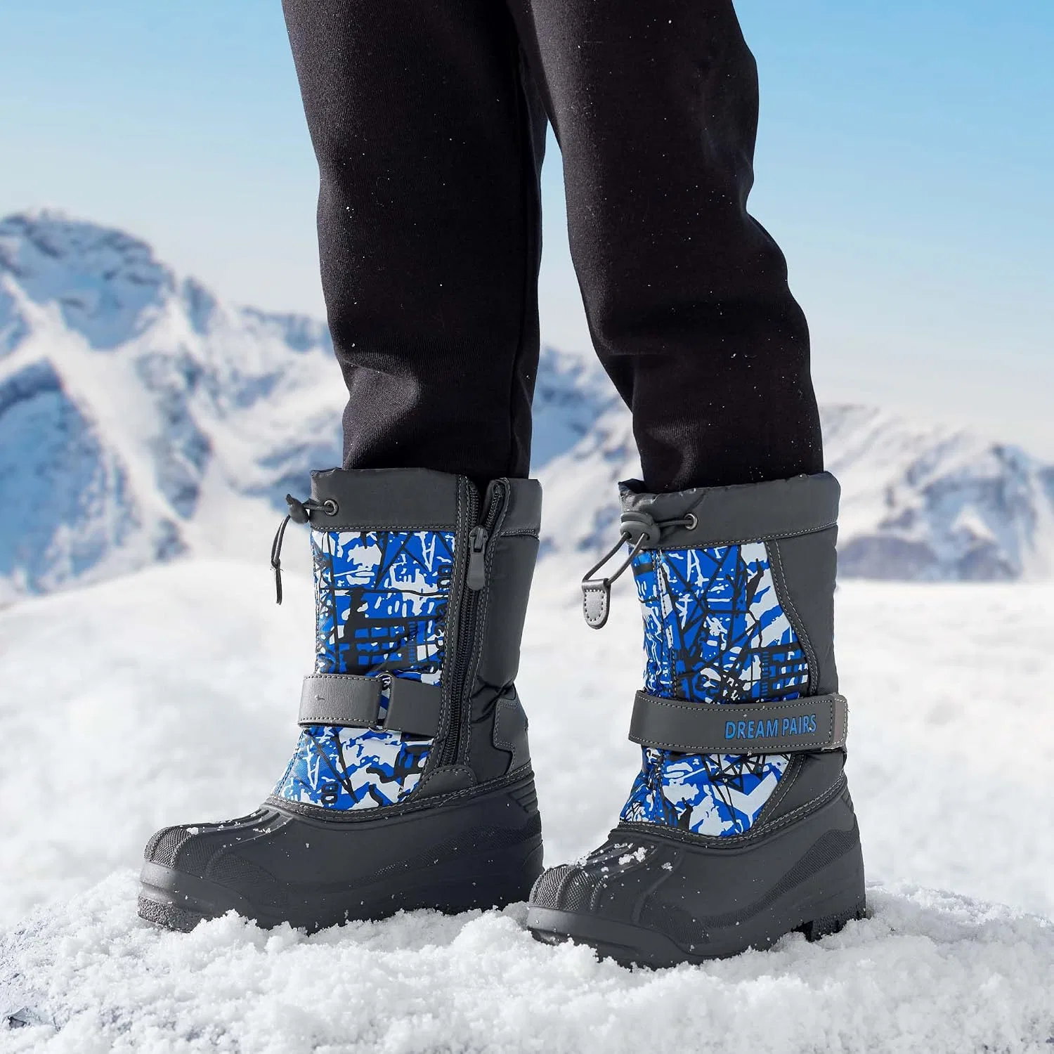 Детские зимние водонепроницаемые снежные ботинки DREAM PAIRS, Navy — фото 2