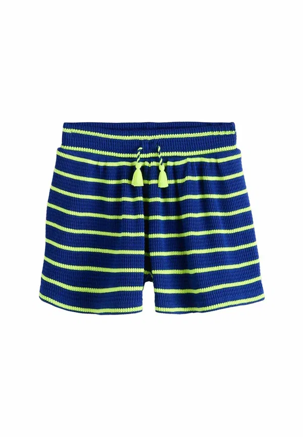 Шорты Next, Regular fit tassel textured shorts, темно-синий с лаймово-зеленой полоской