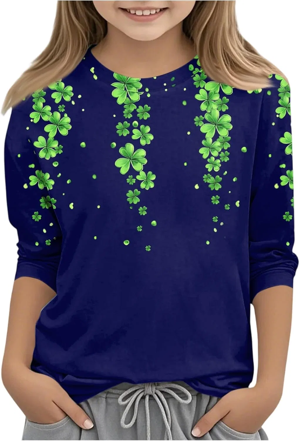 Футболка оверсайз с принтом St. Patrick's Day, синяя
