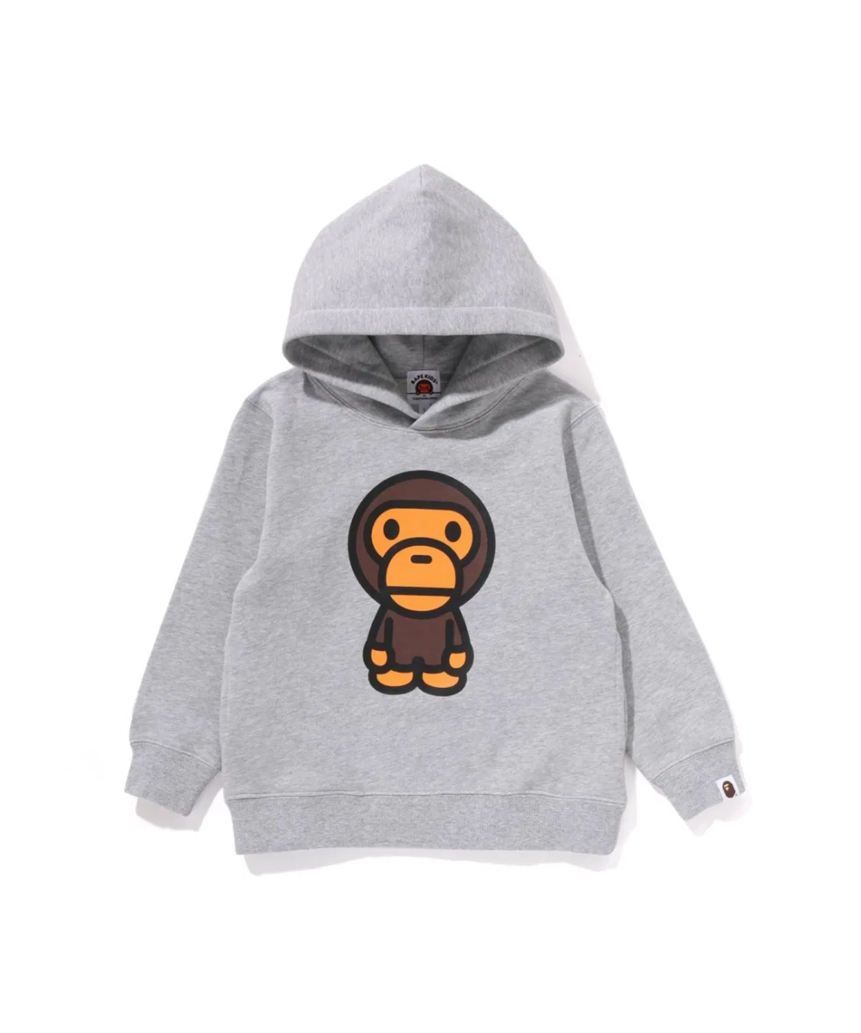 Детский худи с принтом BABY MILO Pullover Hoodie A BATHING APE, Серый