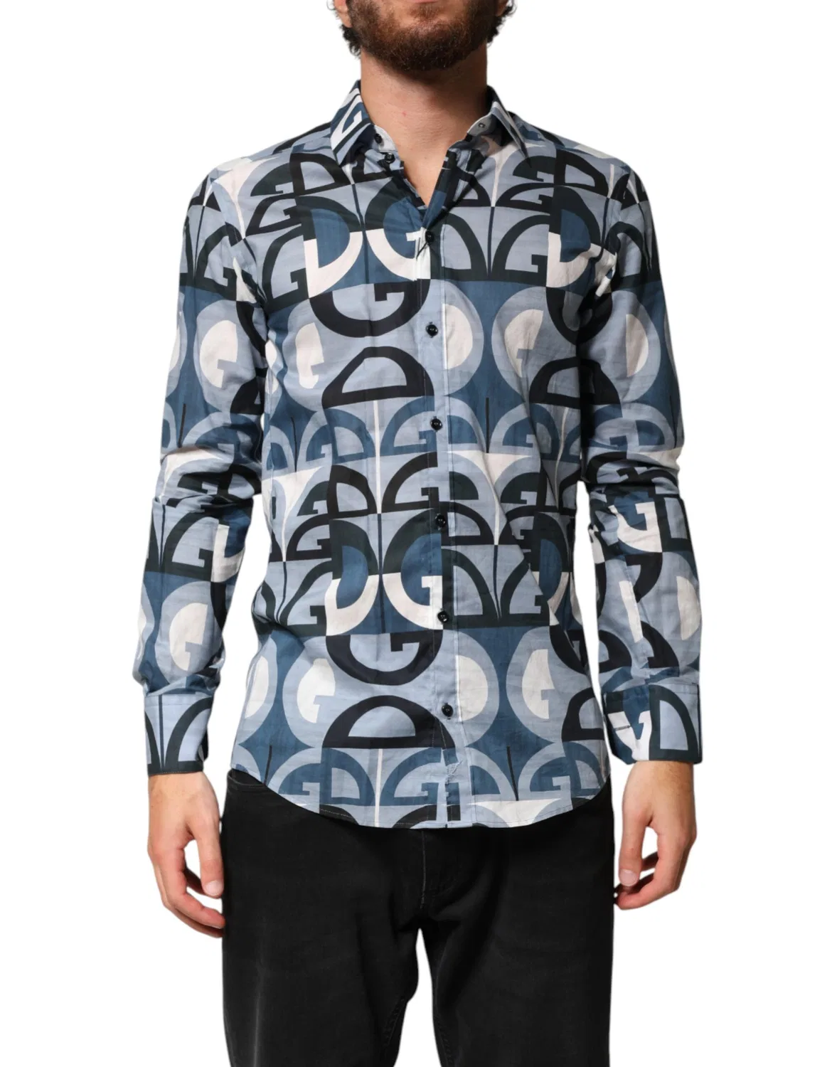Мужская рубашка с длинным рукавом с логотипом MARTINI Dolce & Gabbana, Blue