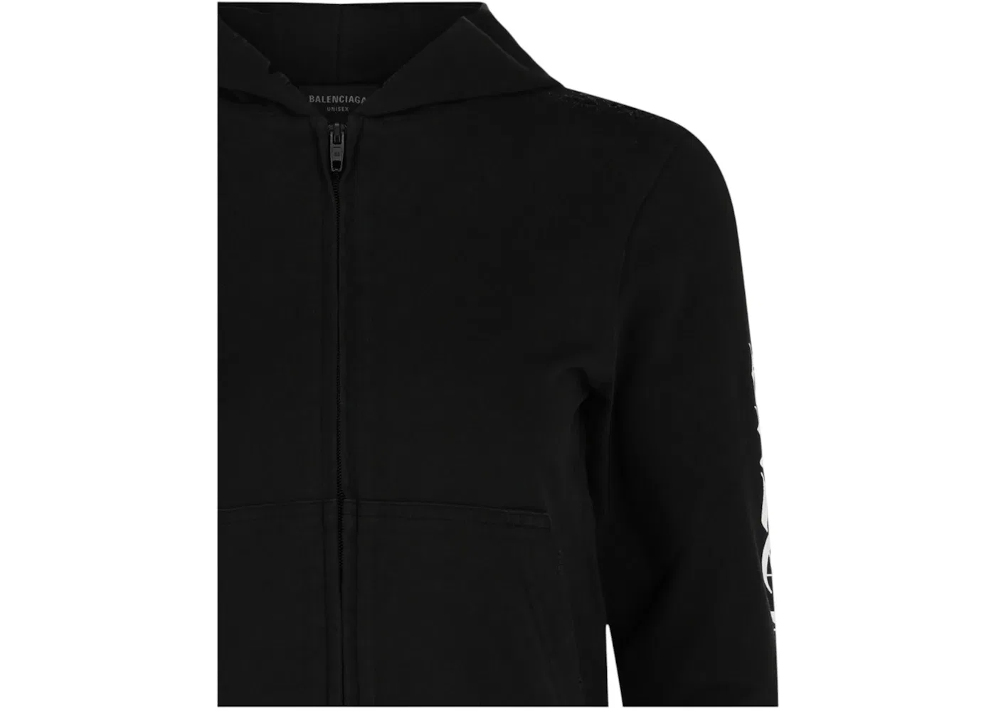 Женская толстовка с принтом Distressed Print Logo Hoodie Balenciaga, Faded Black/White — фото 3