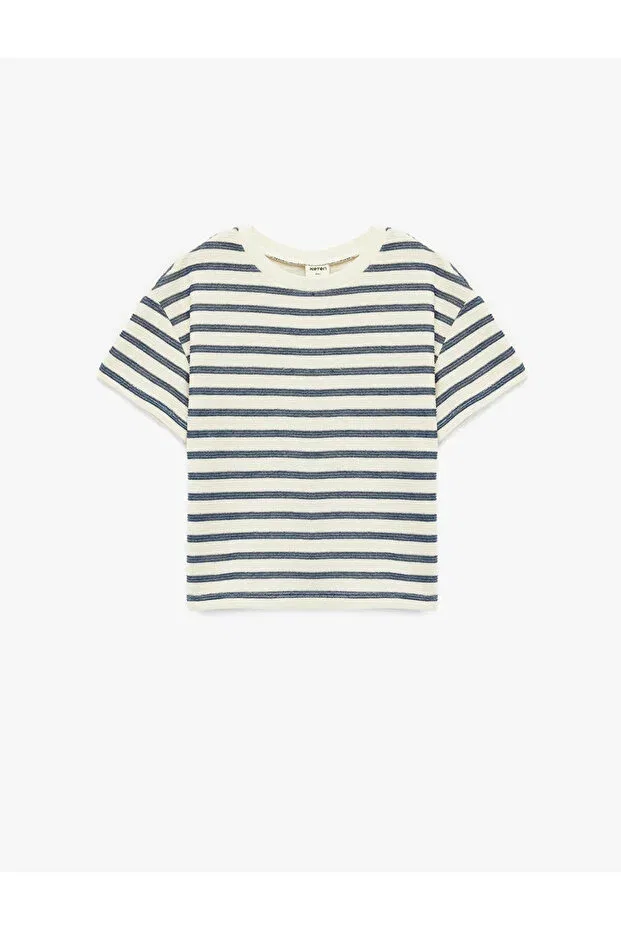Детская футболка для мальчиков с полосками Koton, Ecru Striped