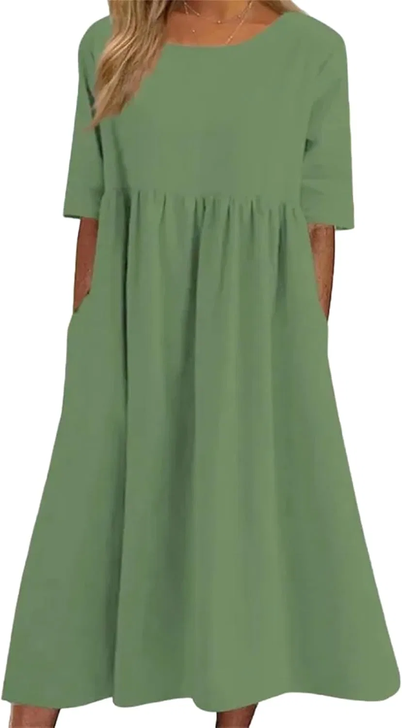 Женское повседневное платье миди A-силуэта, Light Green