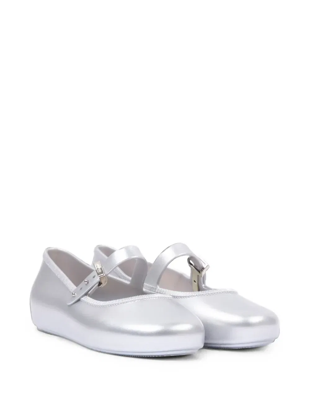 Мягкие балетки Soft Ballerina с застежкой-пряжкой Mini Melissa, серебряный