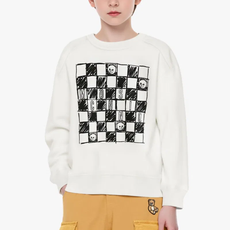 Детский свитшот с круглым вырезом MOSCHINO Pre School, White — фото 3