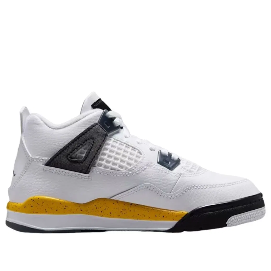 Детские кроссовки с кожаным верхом Air Jordan 4 'Tour Yellow' Jordan, White/Tour Yellow/Dark Blue Grey/Black — фото 2