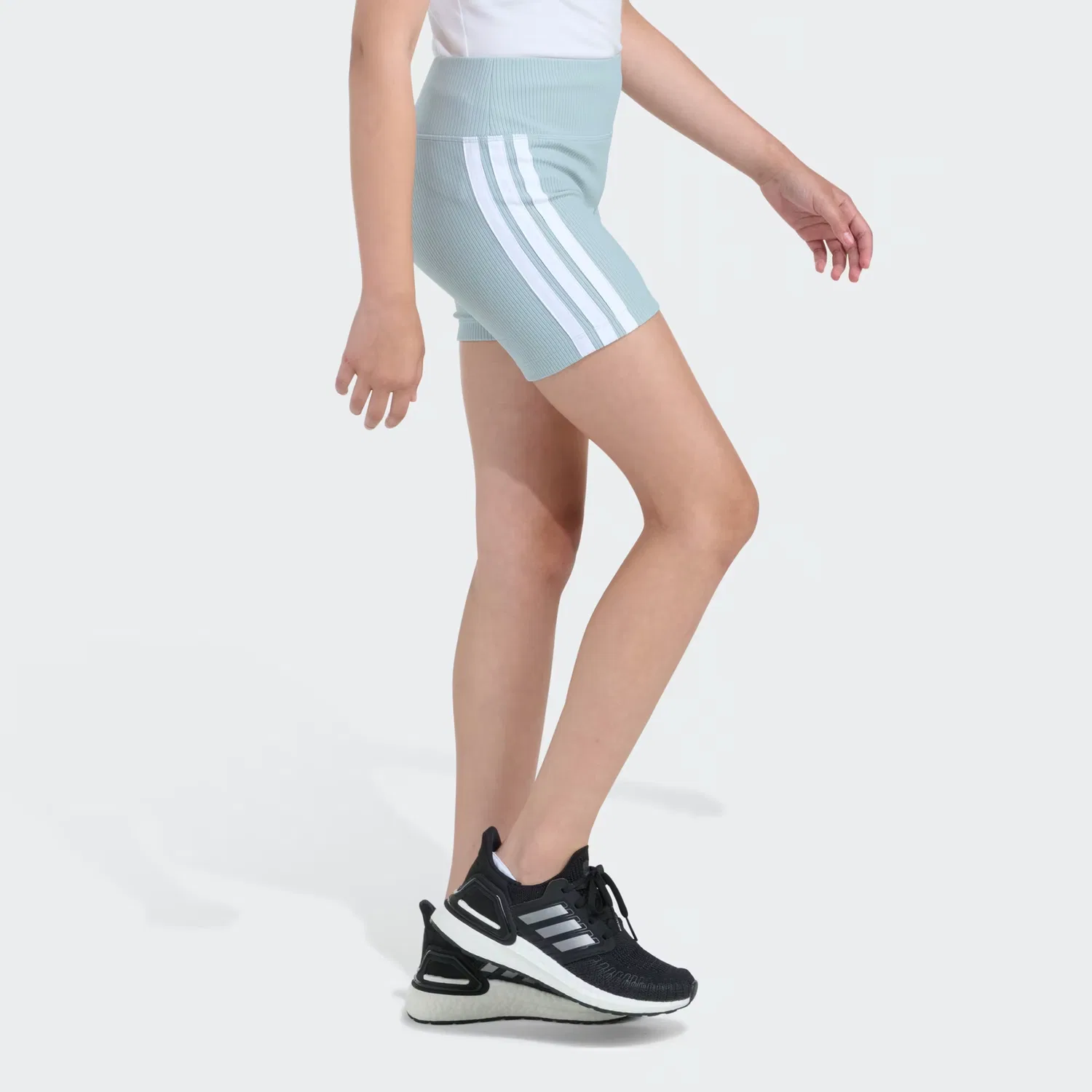 Детские шорты с необработанным краем Rib Bike Shorts Adidas Sportswear, шалфейный — фото 2