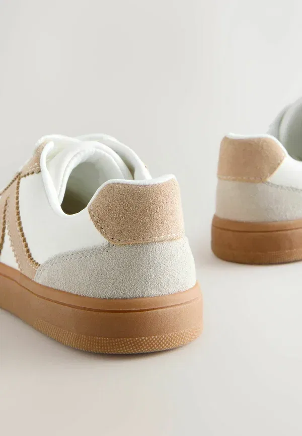 Кроссовки с кожаным верхом Regular fit - barefoot lace-up trainers Next, neutral, нейтральный — фото 3
