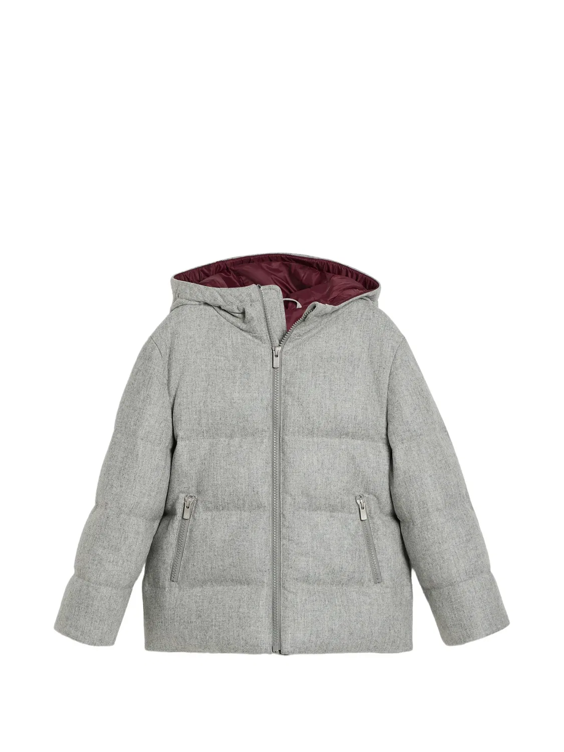Фланелевая куртка с капюшоном Brunello Cucinelli Kids, серый