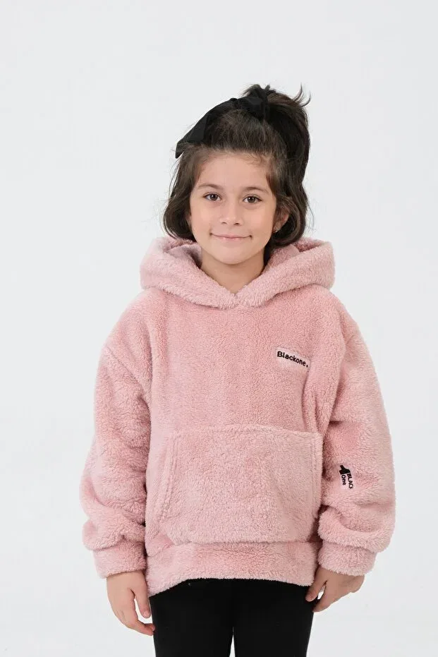 Детское худи с капюшоном из полиэстера Basics Black One, Розовый