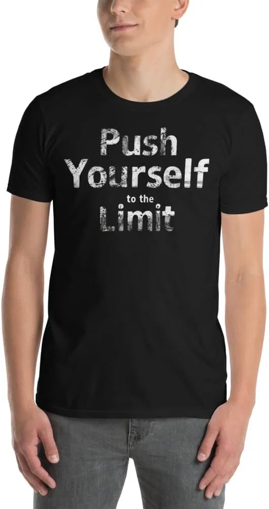 Мужская футболка с принтом "Push Yourself to the Limit" 64000 Unisex Softstyle, Black