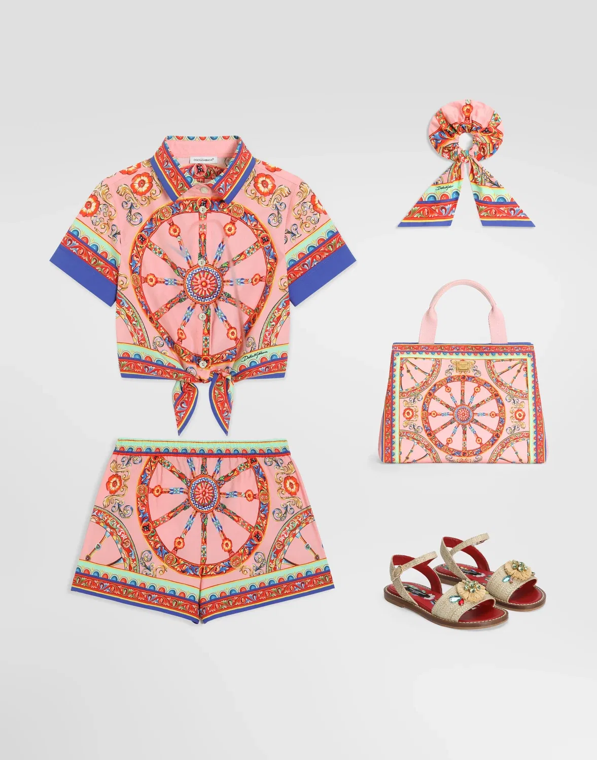 Поплиновые шорты с принтом "Carretto" DOLCE & GABBANA, бежевый — фото 2