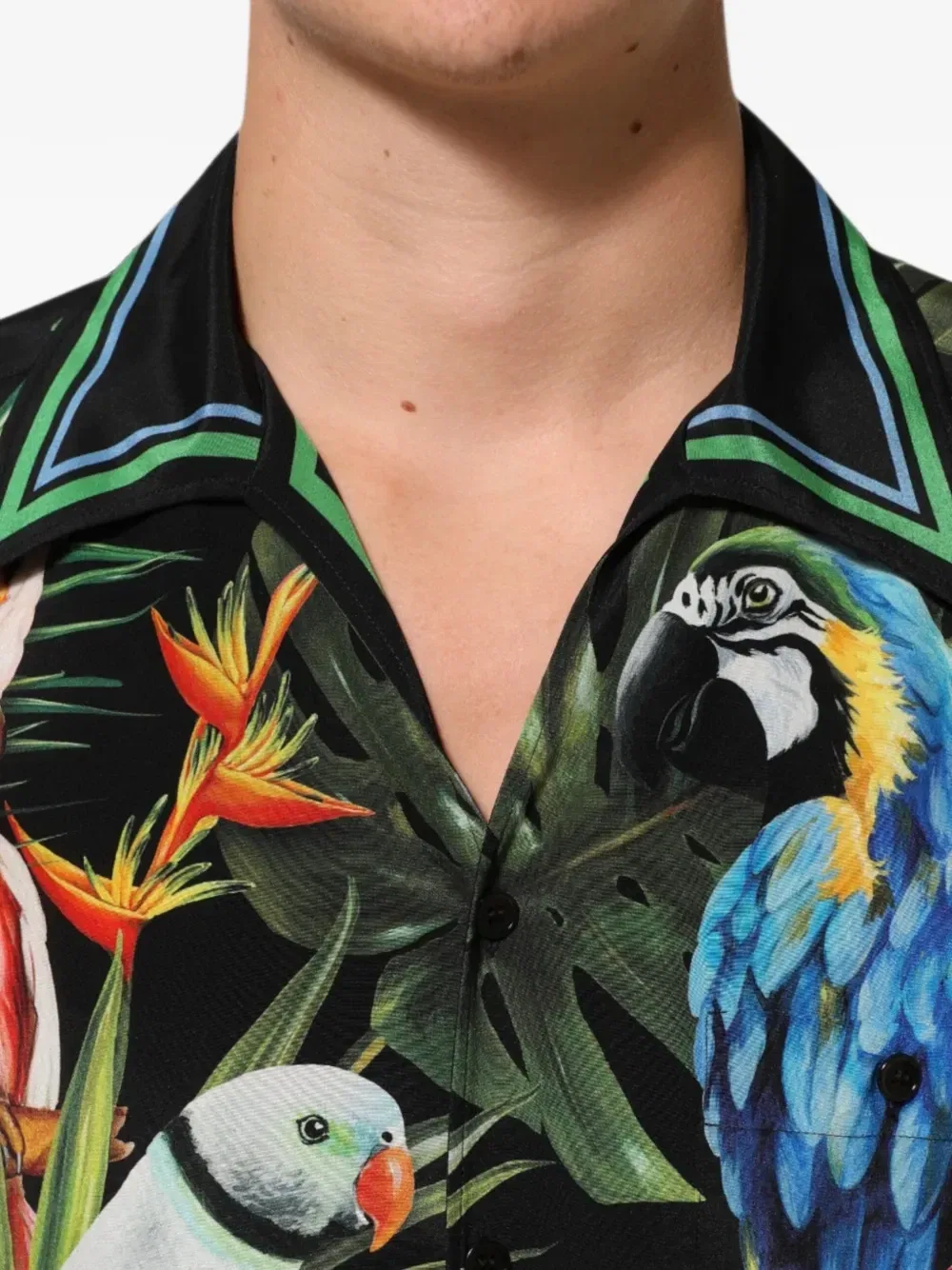 Рубашка с длинным рукавом с принтом попугая DOLCE & GABBANA, зеленый — фото 4