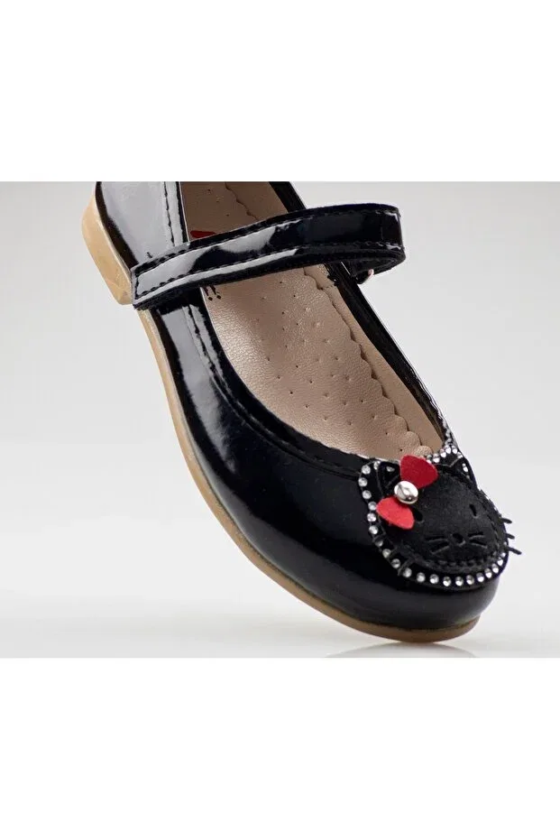 Детские балетки для девочек с принтом hello kitty ballet flats Jojo Kids, Black — фото 4