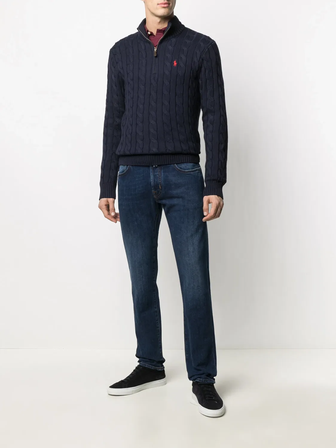 Polo Ralph Lauren Джемпер с полузамком из хлопка, синий — фото 2