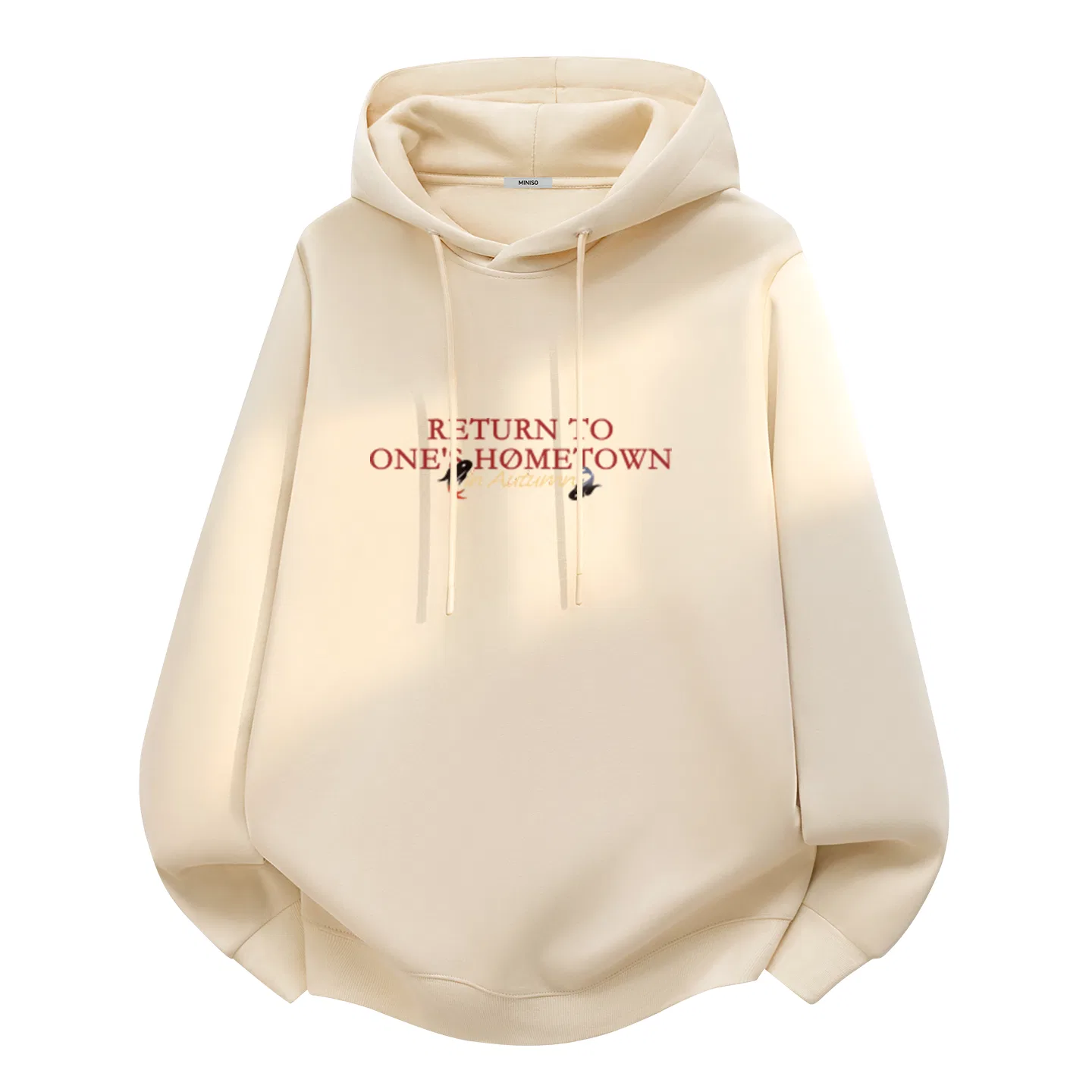 Детский худи с капюшоном Miniso, Cotton-Soft Comfortable Light Beige Ma Jiyou Returns to The Tide Center Logo