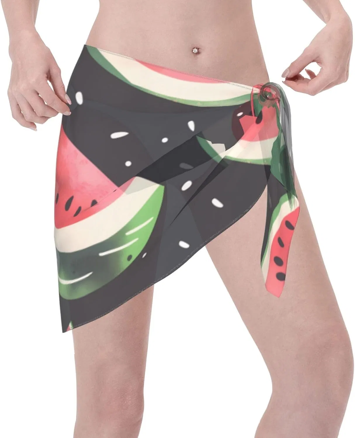 Женская пляжная накидка-парео с принтом енота, Watermelon — фото 3