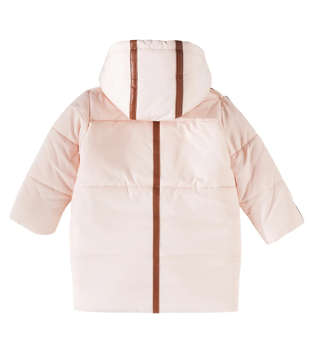 Пуховик с отделкой из искусственной кожи Chloé Kids, розовый — фото 4
