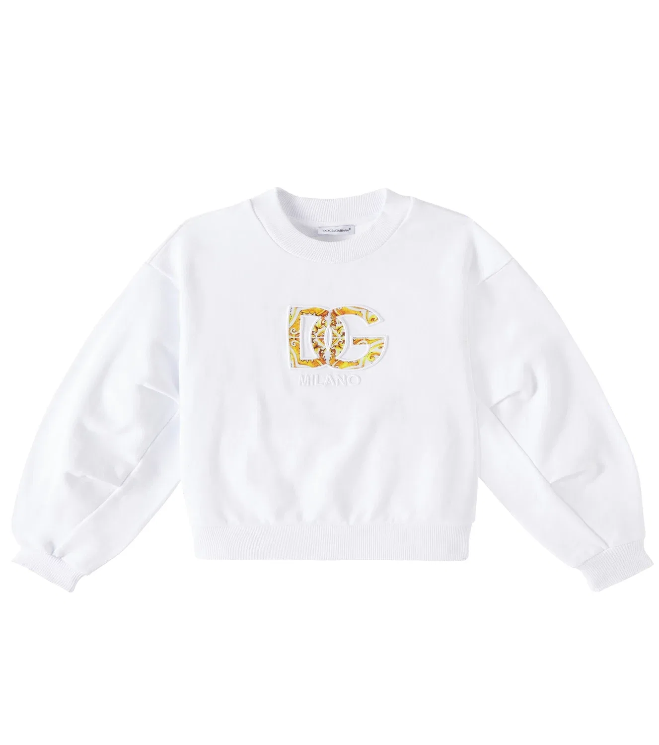 Толстовка из хлопкового джерси с логотипом Dolce&Gabbana Kids, белый