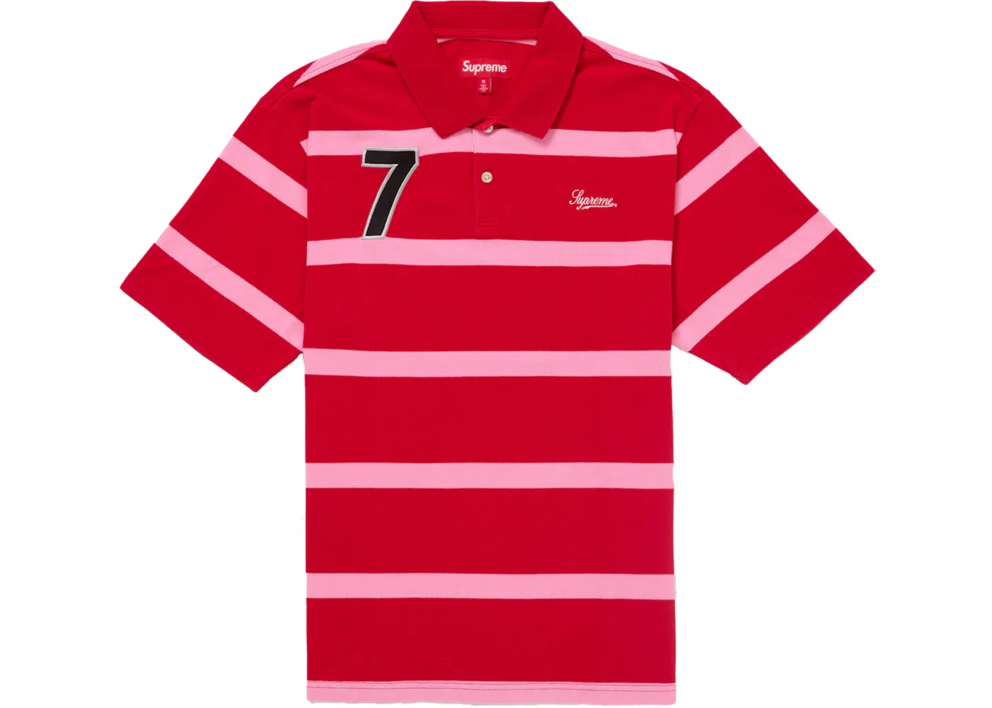 Мужское поло Supreme Cursive Polo Red Stripe, Red Stripe