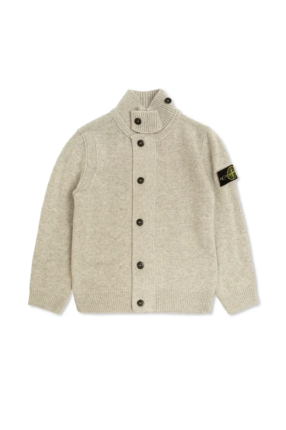 Вязаный кардиган с нашивкой-логотипом Stone Island Junior, бежевый