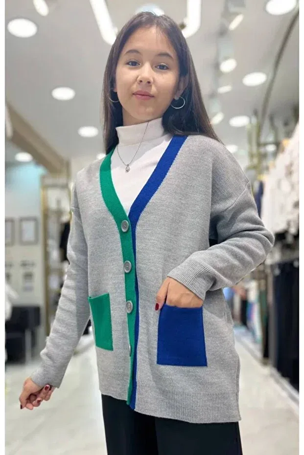 Детский кардиган для девочек с длинным рукавом Minimoda Kids, Gray — фото 2