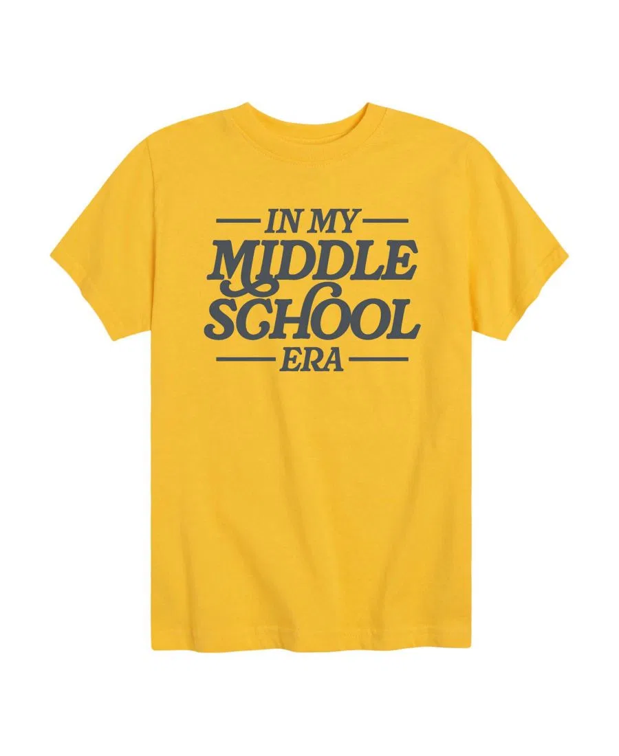Футболка детская с коротким рукавом и принтом In My Middle School Era Hybrid, Yellow