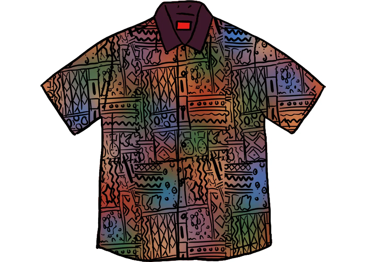 Мужское поло с принтом Supreme Patchwork Knit Zip Up Polo, Multicolor