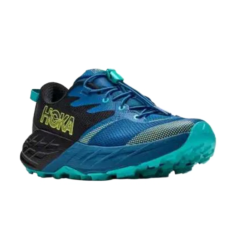 Детские кроссовки для бега с принтом HOKA ONE ONE, Black/Night Glow Blue — фото 3
