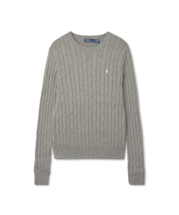 Свитер из хлопка, кружевной воротник, Polo Ralph Lauren, серый