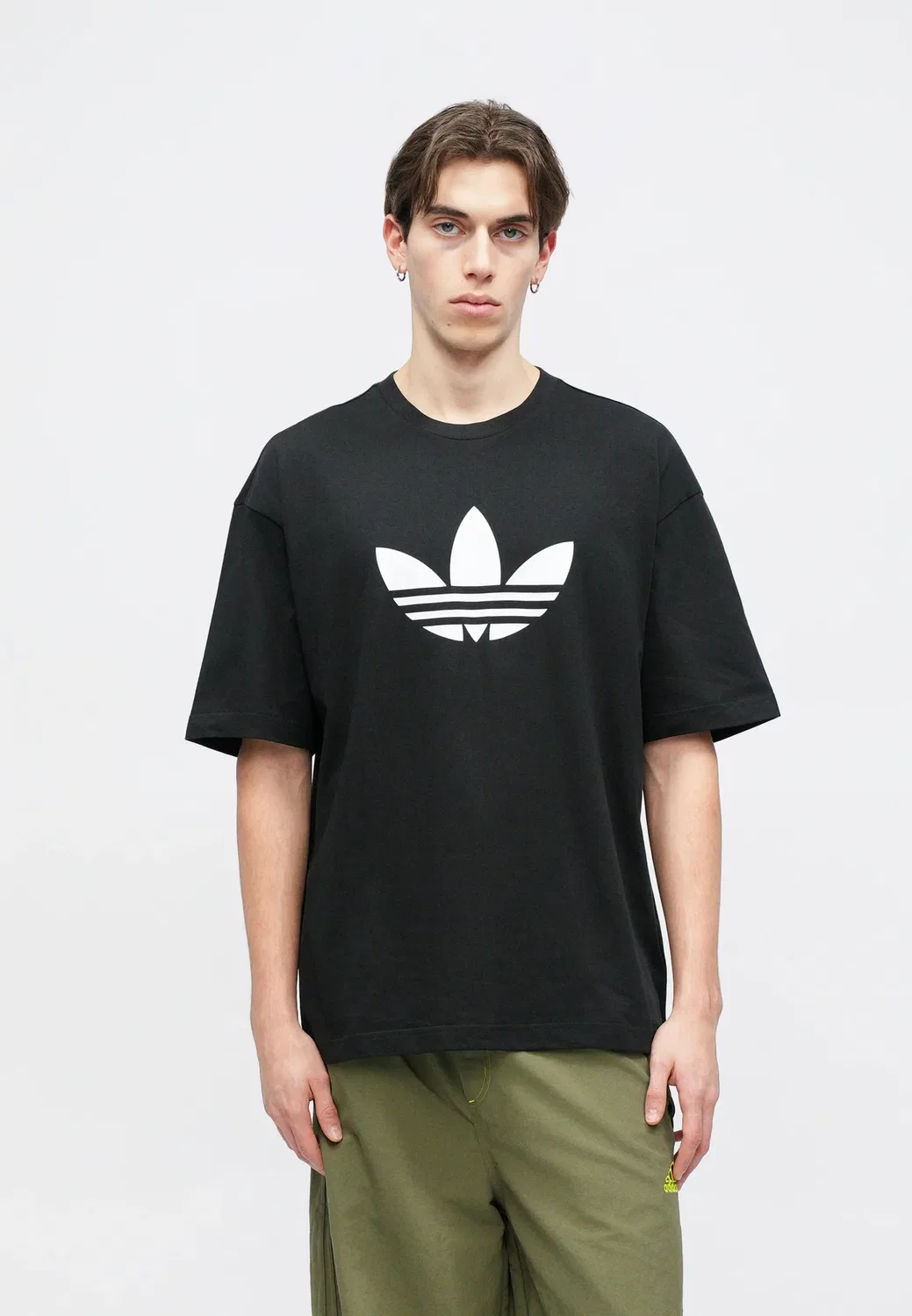 Футболка с принтом трилистника Adidas Originals, Black/White