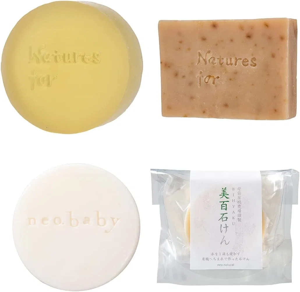 Набор уходовых мыл Natures For: Увлажняющее, Травяное, Детское, Бихаку, органические, 80-95 г